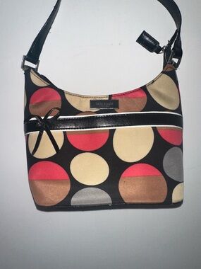 90s vintage Y2K Kate Spade pink brown and tan polka dot mini shoulder bag